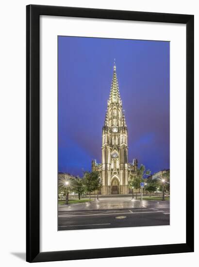 Spain, San Sebastian, San Sebastian Cathedral of the Good Shepard at Twilight-Rob Tilley-Framed Photographic Print