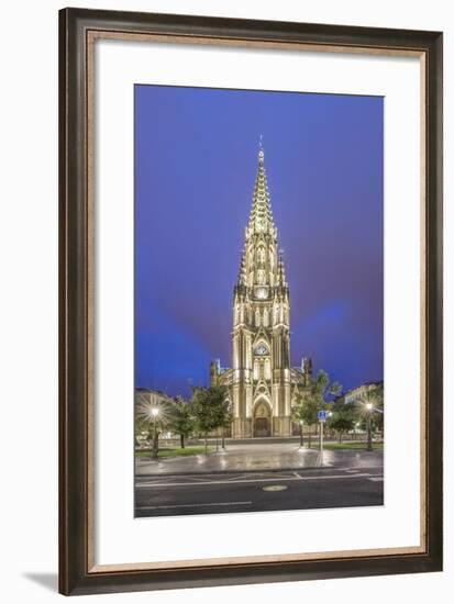 Spain, San Sebastian, San Sebastian Cathedral of the Good Shepard at Twilight-Rob Tilley-Framed Photographic Print