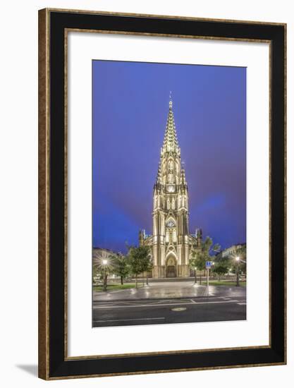 Spain, San Sebastian, San Sebastian Cathedral of the Good Shepard at Twilight-Rob Tilley-Framed Photographic Print