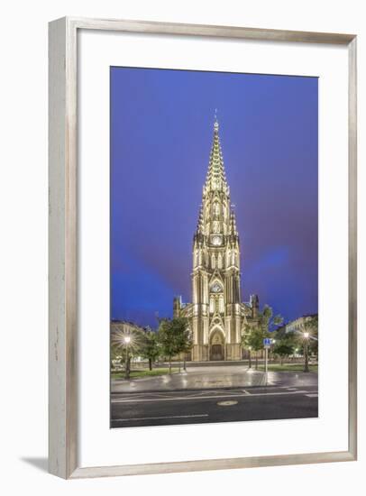 Spain, San Sebastian, San Sebastian Cathedral of the Good Shepard at Twilight-Rob Tilley-Framed Photographic Print