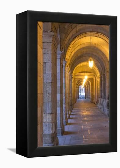 Spain, Santiago. Archways and Door Near the Main Square of Cathedral Santiago De Compostela-Emily Wilson-Framed Premier Image Canvas