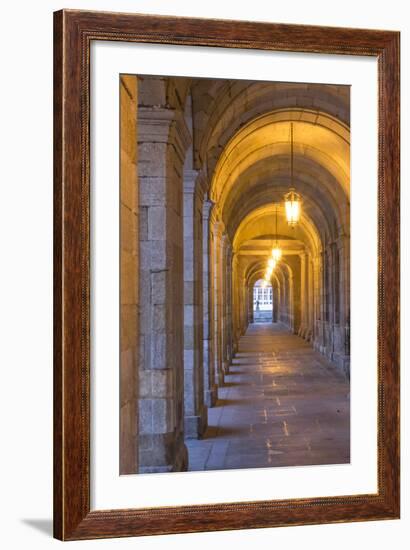 Spain, Santiago. Archways and Door Near the Main Square of Cathedral Santiago De Compostela-Emily Wilson-Framed Photographic Print