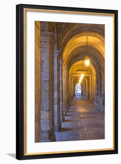 Spain, Santiago. Archways and Door Near the Main Square of Cathedral Santiago De Compostela-Emily Wilson-Framed Photographic Print