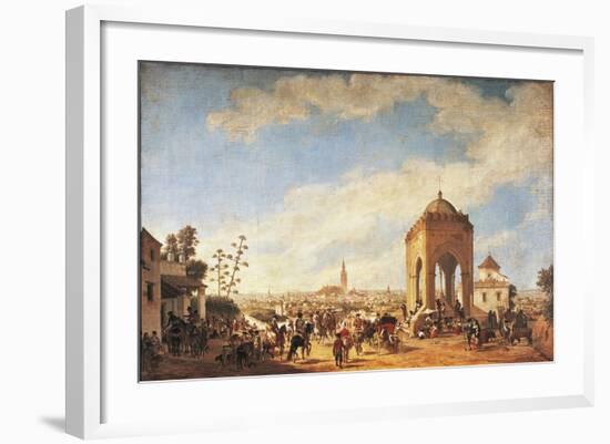 Spain, Seville, Cruz Del Campo, Temple Overlooking City-Johann Christian Fiedler-Framed Giclee Print