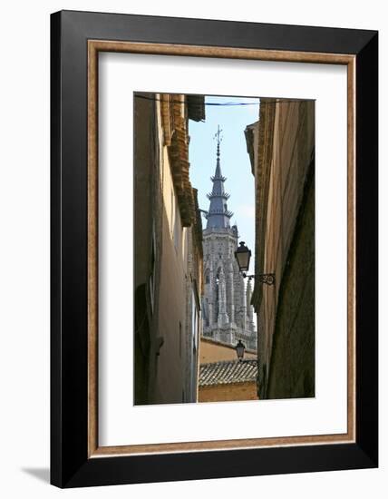 Spain, Toledo. Cathedral Steeple and Streetlight-Kymri Wilt-Framed Photographic Print