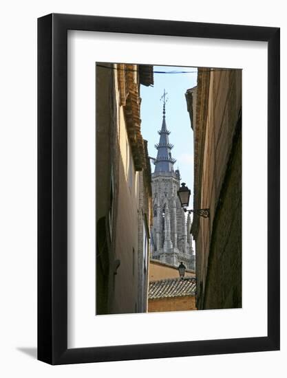 Spain, Toledo. Cathedral Steeple and Streetlight-Kymri Wilt-Framed Photographic Print