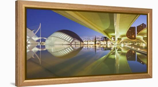 Spain, Valencia, Ciudad De Las Artes Y De Las Ciencias, L'Hemisfric, Bridge, Water-Rainer Mirau-Framed Premier Image Canvas