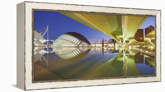 Spain, Valencia, Ciudad De Las Artes Y De Las Ciencias, L'Hemisfric, Bridge, Water-Rainer Mirau-Framed Premier Image Canvas