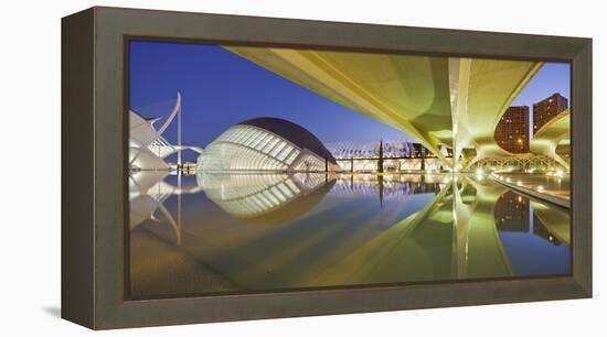 Spain, Valencia, Ciudad De Las Artes Y De Las Ciencias, L'Hemisfric, Bridge, Water-Rainer Mirau-Framed Premier Image Canvas