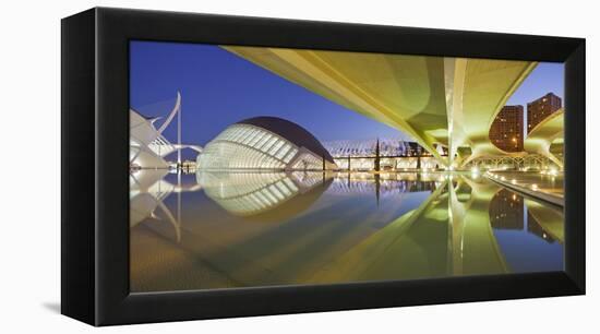 Spain, Valencia, Ciudad De Las Artes Y De Las Ciencias, L'Hemisfric, Bridge, Water-Rainer Mirau-Framed Premier Image Canvas