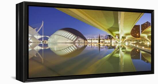 Spain, Valencia, Ciudad De Las Artes Y De Las Ciencias, L'Hemisfric, Bridge, Water-Rainer Mirau-Framed Premier Image Canvas