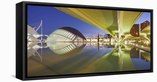 Spain, Valencia, Ciudad De Las Artes Y De Las Ciencias, L'Hemisfric, Bridge, Water-Rainer Mirau-Framed Premier Image Canvas