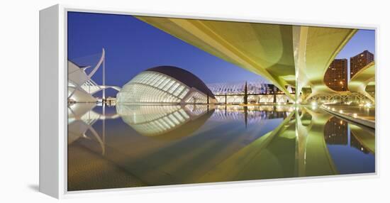 Spain, Valencia, Ciudad De Las Artes Y De Las Ciencias, L'Hemisfric, Bridge, Water-Rainer Mirau-Framed Premier Image Canvas