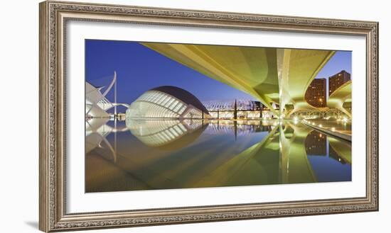 Spain, Valencia, Ciudad De Las Artes Y De Las Ciencias, L'Hemisfric, Bridge, Water-Rainer Mirau-Framed Photographic Print