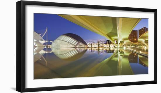 Spain, Valencia, Ciudad De Las Artes Y De Las Ciencias, L'Hemisfric, Bridge, Water-Rainer Mirau-Framed Photographic Print