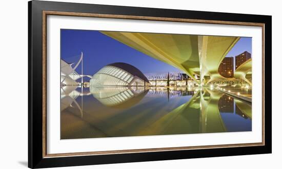 Spain, Valencia, Ciudad De Las Artes Y De Las Ciencias, L'Hemisfric, Bridge, Water-Rainer Mirau-Framed Photographic Print