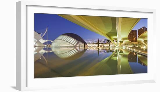 Spain, Valencia, Ciudad De Las Artes Y De Las Ciencias, L'Hemisfric, Bridge, Water-Rainer Mirau-Framed Photographic Print