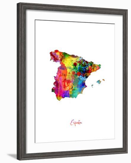 Spain Watercolor Map-Michael Tompsett-Framed Art Print