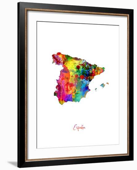 Spain Watercolor Map-Michael Tompsett-Framed Art Print