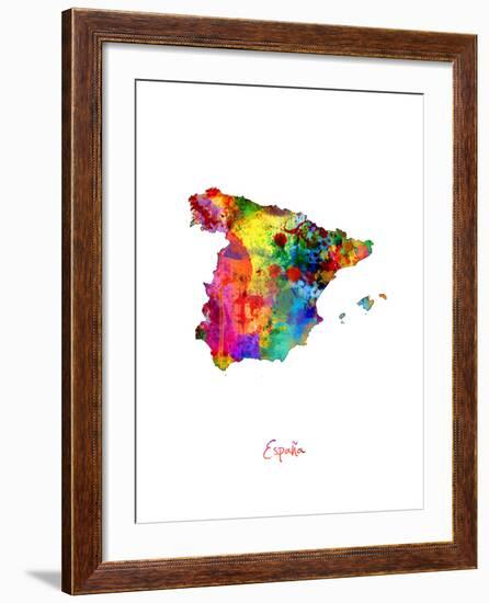 Spain Watercolor Map-Michael Tompsett-Framed Art Print