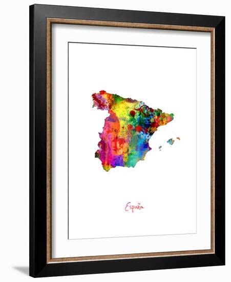 Spain Watercolor Map-Michael Tompsett-Framed Art Print