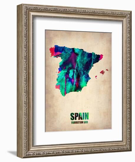 Spain Watercolor Map-NaxArt-Framed Art Print