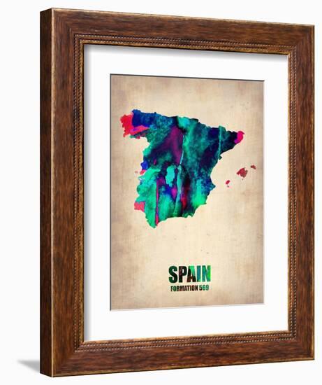 Spain Watercolor Map-NaxArt-Framed Art Print