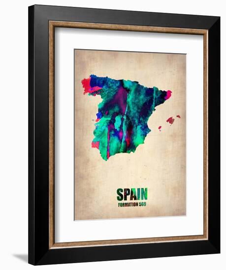 Spain Watercolor Map-NaxArt-Framed Art Print