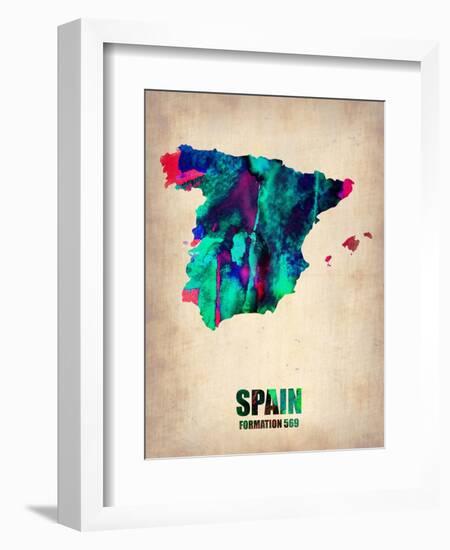 Spain Watercolor Map-NaxArt-Framed Art Print