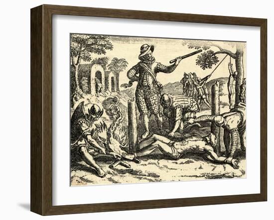 Spaniards Torturing Indian in New Grenada-null-Framed Giclee Print