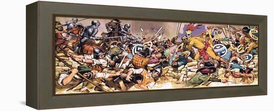 Spaniards under Attack from Aztecs-Mcbride-Framed Premier Image Canvas