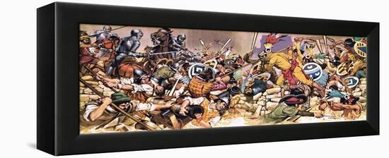 Spaniards under Attack from Aztecs-Mcbride-Framed Premier Image Canvas