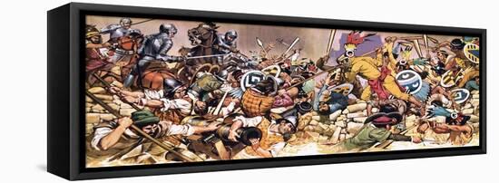 Spaniards under Attack from Aztecs-Mcbride-Framed Premier Image Canvas