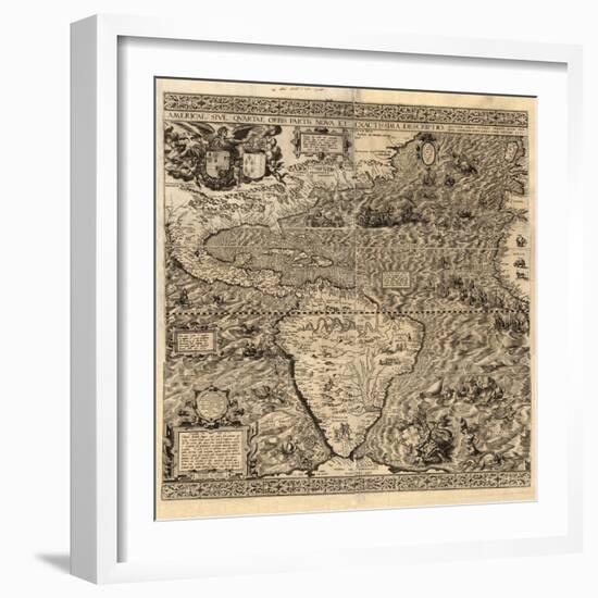 Spanish America, 16th century map-Science Source-Framed Giclee Print