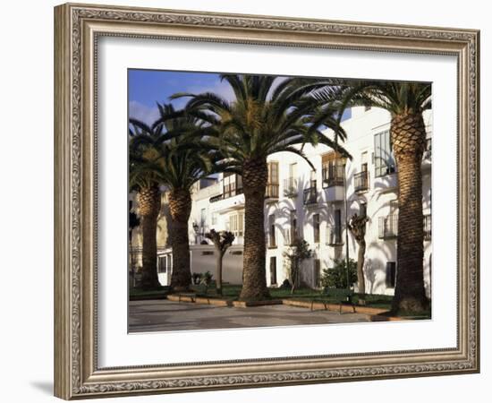 Spanish Architecture and Palm Trees, Tarifa, Andalucia, Spain-D H Webster-Framed Photographic Print