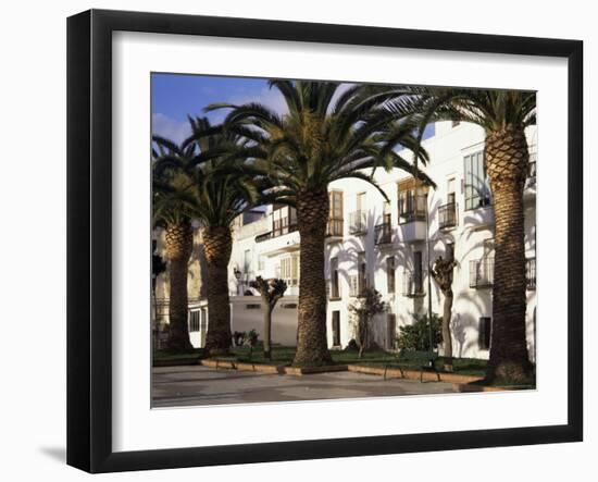 Spanish Architecture and Palm Trees, Tarifa, Andalucia, Spain-D H Webster-Framed Photographic Print