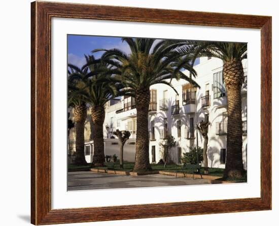 Spanish Architecture and Palm Trees, Tarifa, Andalucia, Spain-D H Webster-Framed Photographic Print