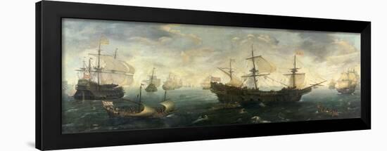 Spanish Armada Off the English Coast-Cornelis Claesz Van Wieringen-Framed Art Print