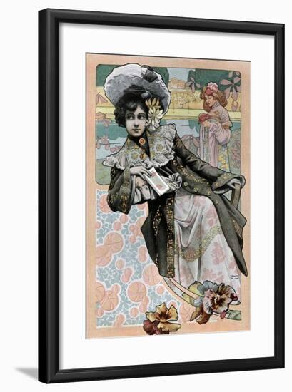 Spanish Art Nouveau Girl With Catalog-Camps-Framed Art Print