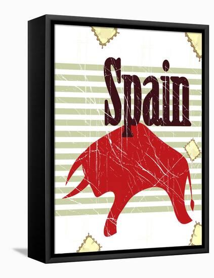 Spanish Bull On Grungy Background-elfivetrov-Framed Stretched Canvas