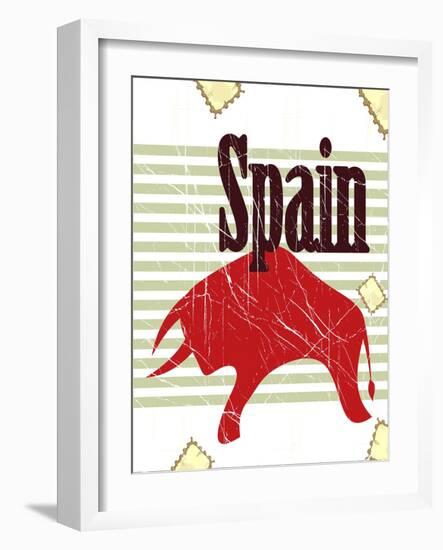 Spanish Bull On Grungy Background-elfivetrov-Framed Art Print