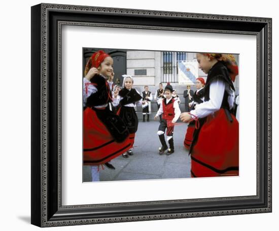 Spanish Children in National Dress Performing Outdoors at Plaza De La Puerto Del Sol, Madrid, Spain-Richard Nebesky-Framed Photographic Print