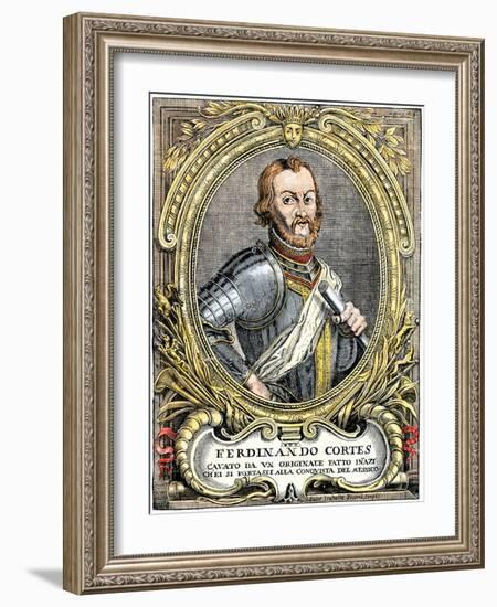 Spanish Conquistador and Explorer Hernando Cortes-null-Framed Giclee Print