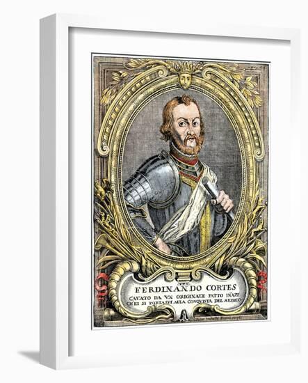 Spanish Conquistador and Explorer Hernando Cortes-null-Framed Giclee Print