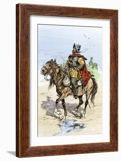 Spanish Conquistador in Armor on Horseback, New Spain, c.1500-null-Framed Giclee Print