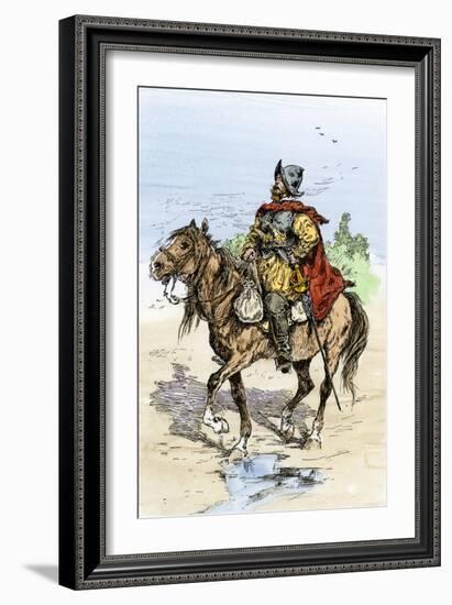 Spanish Conquistador in Armor on Horseback, New Spain, c.1500-null-Framed Giclee Print