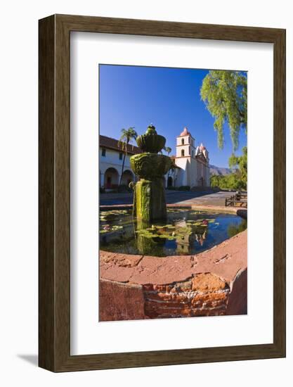 Spanish fountain at the Santa Barbara Mission, Santa Barbara, California, USA-Russ Bishop-Framed Photographic Print