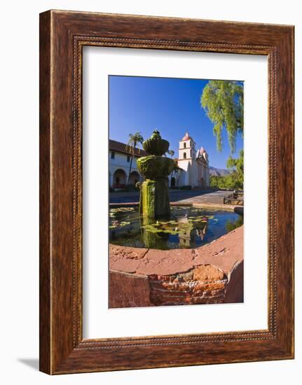 Spanish fountain at the Santa Barbara Mission, Santa Barbara, California, USA-Russ Bishop-Framed Photographic Print