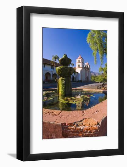 Spanish fountain at the Santa Barbara Mission, Santa Barbara, California, USA-Russ Bishop-Framed Photographic Print