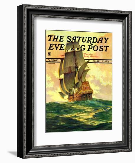 "Spanish Galleon," Saturday Evening Post Cover, March 30, 1935-Anton Otto Fischer-Framed Giclee Print